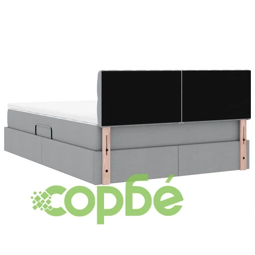 Текстилно легло с LED осветление светлосиво 140x190 см с матрак ➤ топ цена ➤ sorbe.bg