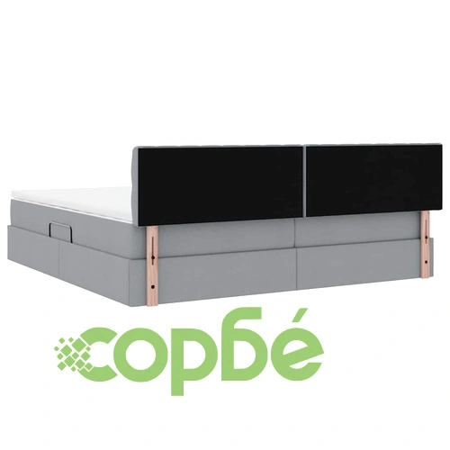Легло с LED осветление светлосиво 200x200 см текстил с матрак ➤ топ цена ➤ sorbe.bg