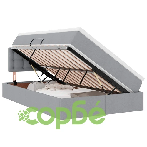 Легло с LED осветление и матрак, текстил, светлосиво, 120 x 200 см ➤ топ цена ➤ sorbe.bg