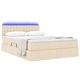 Легло с LED осветление и матрак, Кремаво, 140 x 190 см, Текстил