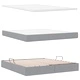 Легло с LED осветление и матрак, текстил, Светлосиво, 160 x 200 см