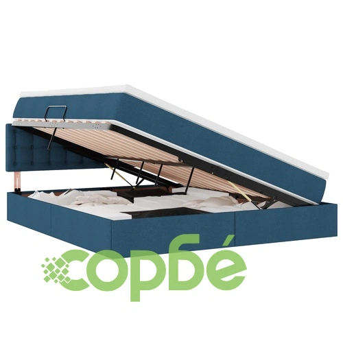 Легло с LED осветление и място за съхранение с матрак, синьо, текстил, 180 x 200 см ➤ топ цена ➤ sorbe.bg