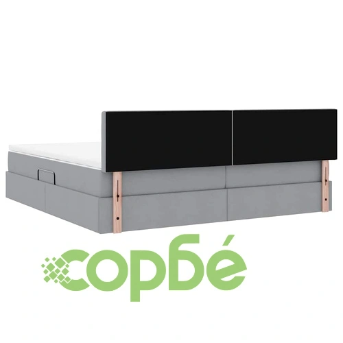Легло с LED осветление и матрак, текстил, светлосиво, 200 x 200 см ➤ топ цена ➤ sorbe.bg