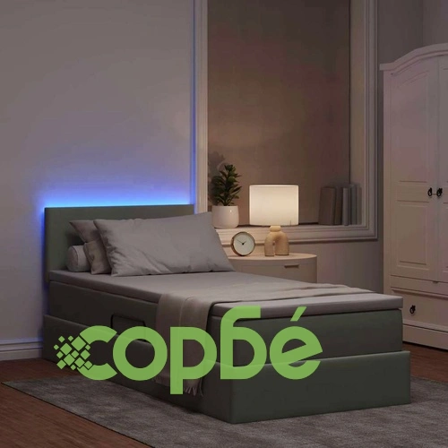 LED легло за съхранение с матрак, кадифе, 90 x 200 см, светлосиво ➤ топ цена ➤ sorbe.bg