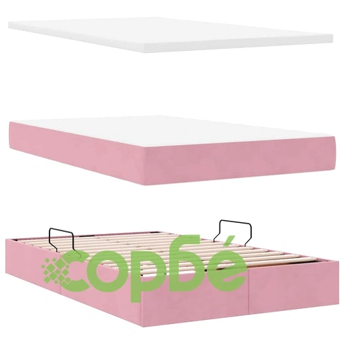 LED легло за съхранение с матрак, Кадифе, 120 x 190 см, Розово ➤ топ цена ➤ sorbe.bg