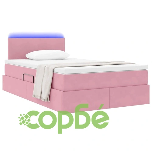 LED легло за съхранение с матрак, Кадифе, 120 x 190 см, Розово ➤ топ цена ➤ sorbe.bg