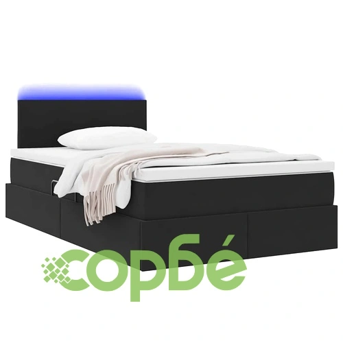 Легло с LED осветление и матрак, кадифе, черно, 120 x 200 см ➤ топ цена ➤ sorbe.bg