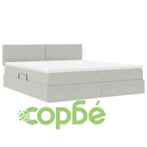 LED легло с матрак и тапицерия от кадифе, светлосиво, 180 x 200 см ➤ топ цена ➤ sorbe.bg