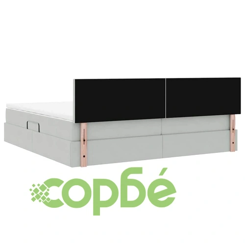 LED легло с матрак и табла от кадифе, светлосиво, 200 x 200 см ➤ топ цена ➤ sorbe.bg