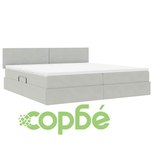 LED легло с матрак и табла от кадифе, светлосиво, 200 x 200 см ➤ топ цена ➤ sorbe.bg
