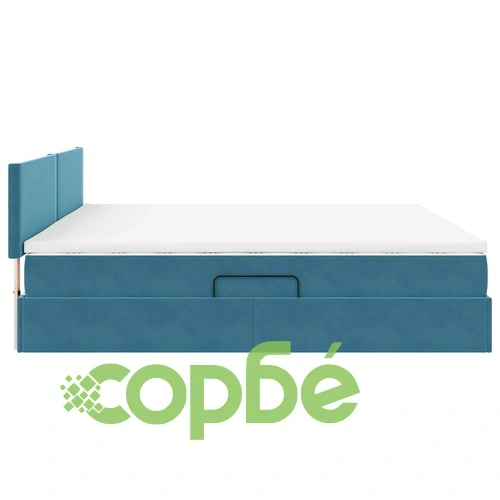 LED легло с матрак и табла от кадифе, тъмносиньо, 200 x 200 см ➤ топ цена ➤ sorbe.bg