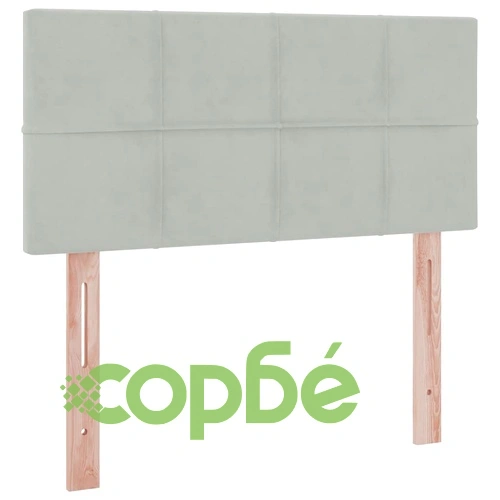 LED легло с матрак и табла, кадифе, светлосиво, 90 x 200 см ➤ топ цена ➤ sorbe.bg