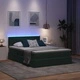 LED легло с ракла за съхранение и матрак, кадифе, тъмнозелено, 140 x 190 см