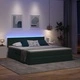 Легло с LED осветление и матрак, кадифе, тъмнозелено, 180 x 200 см