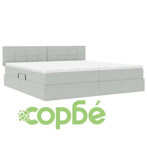 LED легло с матрак от кадифе, Светлосиво, 200 x 200 см ➤ топ цена ➤ sorbe.bg