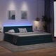 Легло с LED осветление от кадифе тъмносиньо 200x200 см с матрак