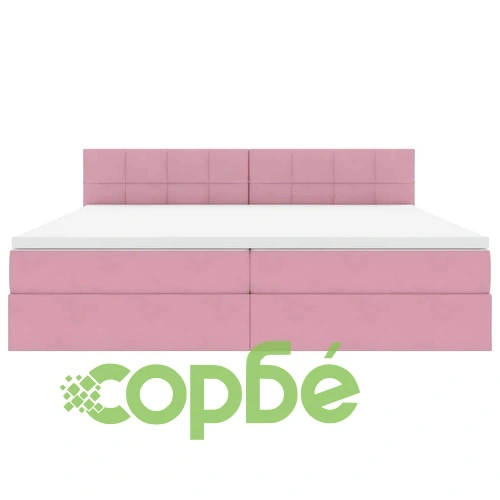 Легло с LED осветление и хранилище розово 200x200 см кадифе ➤ топ цена ➤ sorbe.bg