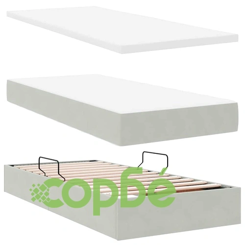 LED легло за съхранение с матрак, кадифе, 100 x 200 см, светлосиво ➤ топ цена ➤ sorbe.bg