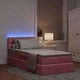 Легло за съхранение с LED осветление и матрак, Кадифе, Розово, 100 x 200 см