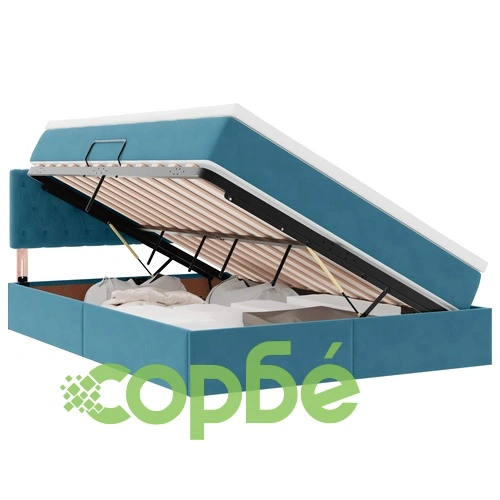 Легло с LED осветление и матрак, кадифе, тъмносиньо, 140 x 190 см ➤ топ цена ➤ sorbe.bg