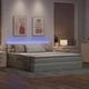 Легло с LED осветление и хидравличен механизъм 180x200 см кадифе светлосиво