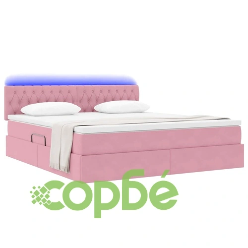 Кадифено легло с LED осветление и хранилище 180x200 см розово ➤ топ цена ➤ sorbe.bg