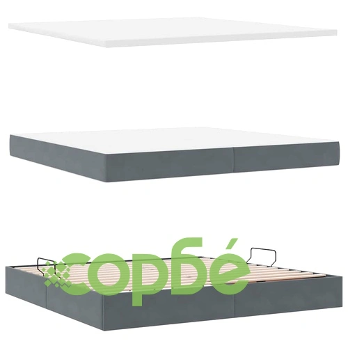 Кадифено легло с LED осветление тъмносиво 200x200 см с матрак ➤ топ цена ➤ sorbe.bg