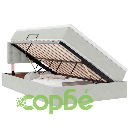 LED легло с матрак 120 x 190 см, кадифе, светлосиво ➤ топ цена ➤ sorbe.bg
