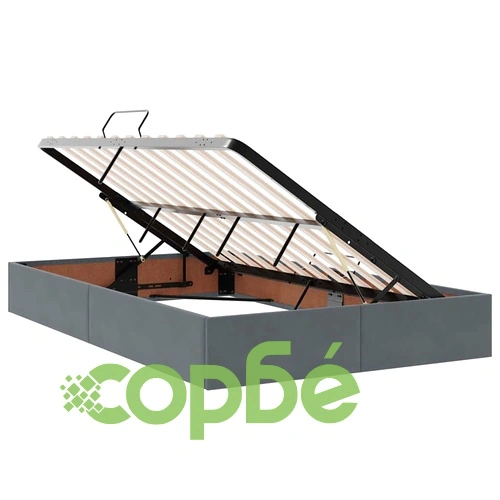 LED легло с табла и място за съхранение, кадифе, 120 x 190 см, тъмносиво ➤ топ цена ➤ sorbe.bg