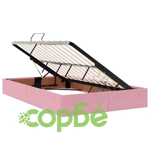 LED легло с матрак 120 x 190 см, кадифе, розово ➤ топ цена ➤ sorbe.bg