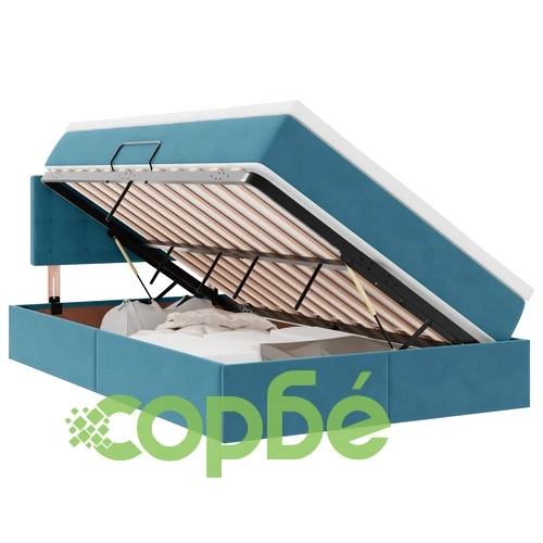 LED легло с матрак и табла от кадифе, тъмносин, 120 x 200 см ➤ топ цена ➤ sorbe.bg