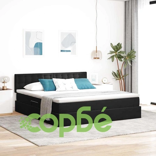 Кадифено легло с LED осветление 180x200 см в черно с матрак ➤ топ цена ➤ sorbe.bg