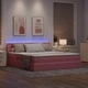 Легло с LED осветление и място за съхранение, розово кадифе 180x200 см