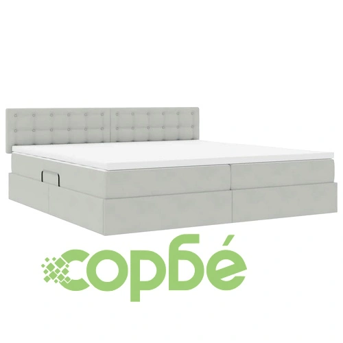 LED легло с матрак и табла от кадифе, Светлосиво, 200 x 200 см ➤ топ цена ➤ sorbe.bg