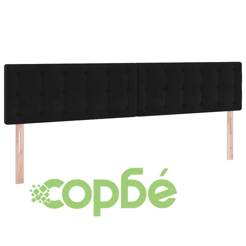 Легло с LED осветление от кадифе 200x200 см в черно с матрак ➤ топ цена ➤ sorbe.bg