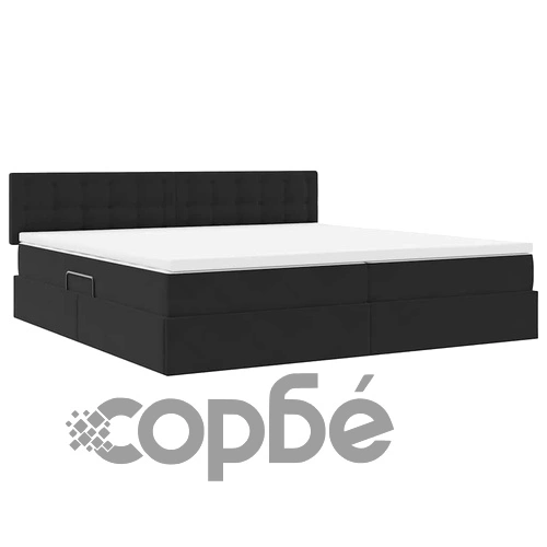 Легло с LED осветление от кадифе 200x200 см в черно с матрак ➤ топ цена ➤ sorbe.bg