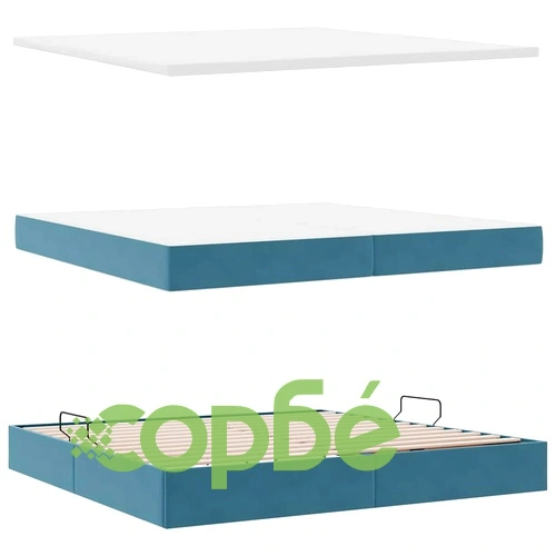Кадифено легло с LED осветление 200x200 см тъмносиньо с матраци ➤ топ цена ➤ sorbe.bg