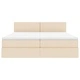 Легло за съхранение с LED осветление и матрак, Кремаво, 180 x 200 см, Текстил