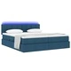 LED легло с ракла за съхранение и табла, Синьо, 180 x 200 см, Полиестер