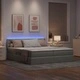 Легло с ракла за съхранение и LED осветление, матрак, светлосиво, 180 x 200 см
