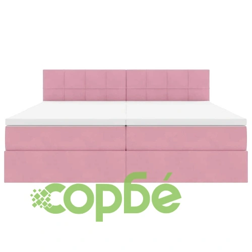 LED легло с табла и матрак Розово 180 x 200 см Кадифе ➤ топ цена ➤ sorbe.bg