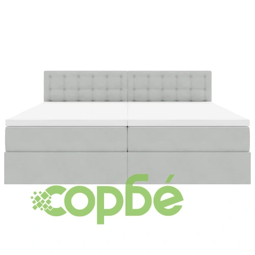 LED легло с матрак и кадифена тапицерия, Светлосиво, 200 x 200 см ➤ топ цена ➤ sorbe.bg