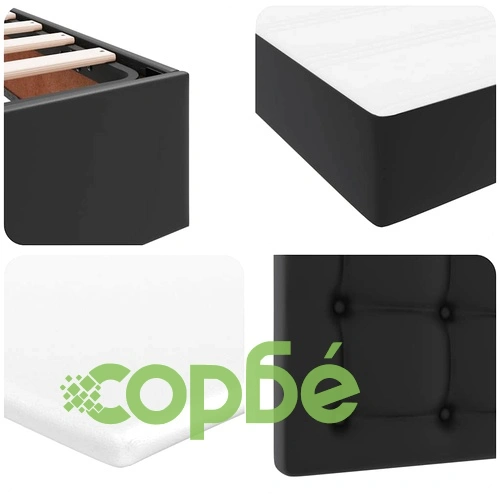 Легло с ръзможност за съхранение и матрак, черно, изкуствена кожа, 180 x 200 см ➤ топ цена ➤ sorbe.bg