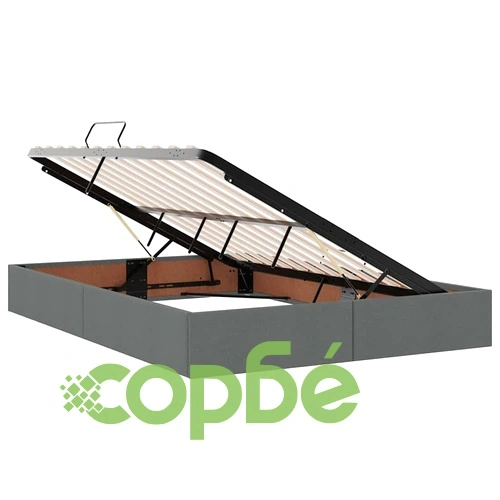 Легло с място за съхранение и матрак от еко кожа, тъмносиво, 140 x 200 см ➤ топ цена ➤ sorbe.bg