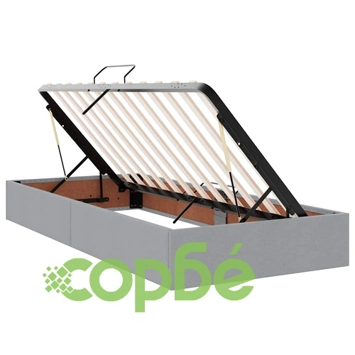 Легло с повдигащ механизъм за съхранение и матрак, светлосиво, 90 x 190 см ➤ топ цена ➤ sorbe.bg