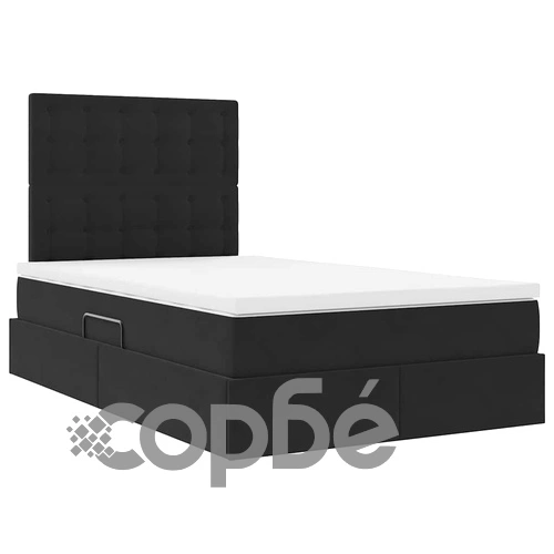 Легло с място за съхранение и LED осветление, Кадифе, 120 x 200 см, Черно ➤ топ цена ➤ sorbe.bg