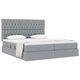 Легло с място за съхранение и матрак, изкуствена кожа, светлосиво, 200 x 200 см
