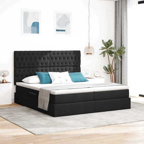 Легло с място за съхранение от изкуствена кожа, Черно, 200 x 200 см ➤ топ цена ➤ sorbe.bg