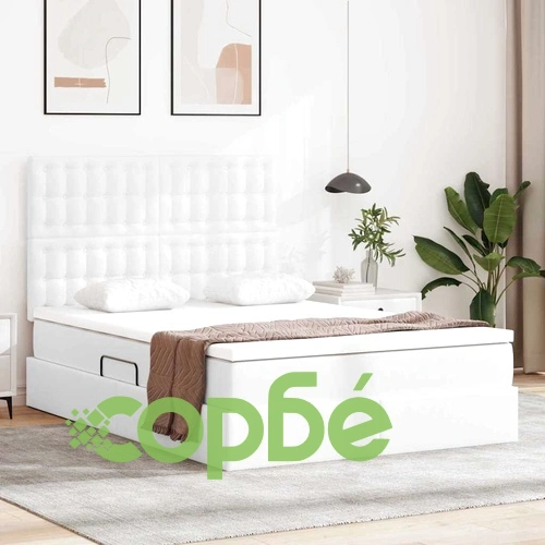 Легло с LED осветление и матрак 140x190 см PVC чисто бяло ➤ топ цена ➤ sorbe.bg