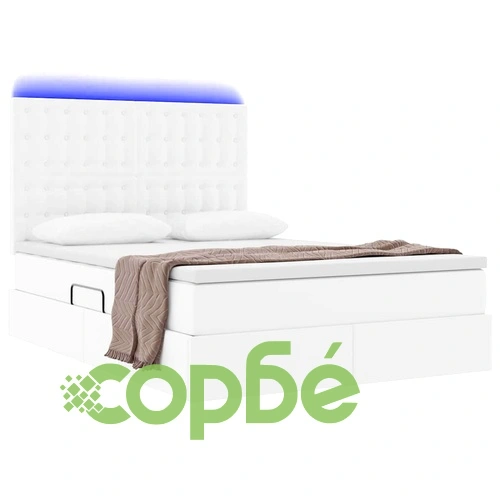 Легло с LED осветление и матрак 140x190 см PVC чисто бяло ➤ топ цена ➤ sorbe.bg